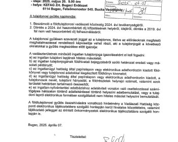 Hirdetmény tulajdonosi gyűlésről