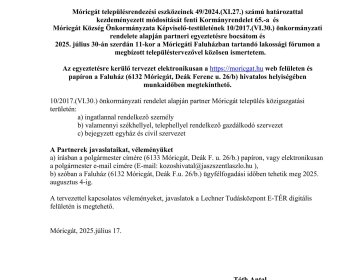 Településrendezési eszközök módosítása